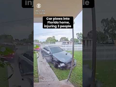 Crash sends a car slamming into a home in Miami-Dade, Florida, injuring 3 #shorts