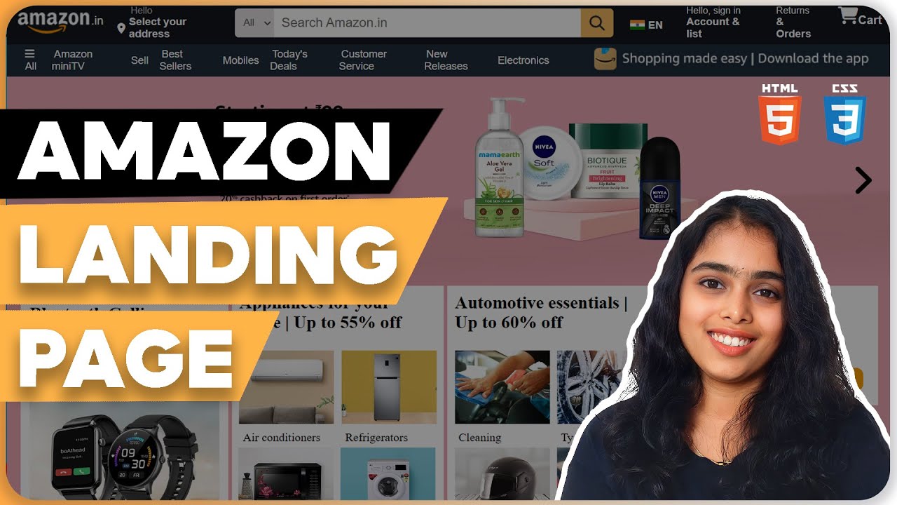 Amazon Landing Page using HTML & CSS | Full Stack Web Development
