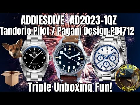 ADDIESDIVE 2023 1QZ / Tandorio Pilot / Pagani Design PD1712 Watch Triple Unboxing Fun