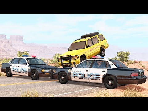 BeamNG Drive - REALISTIC Chasing POLICE Roadblocks Crashes