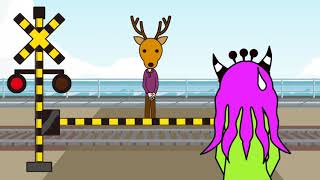 【ふみきりアニメ】 なぞなぞトレイン　幼児向け　railway crossing and train animation for Kids