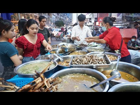 Many Different Various Soup Food Type @Orussey - Amazing Family Selling Dinner on The Street in Town