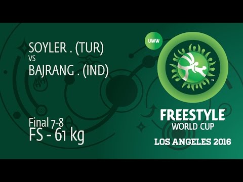Final 7-8 FS - 61 kg: B. BAJRANG (IND) df. M. SOYLER (TUR) by TF, 11-0