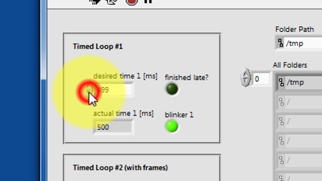 LabVIEW code: Timed loop (expected results)