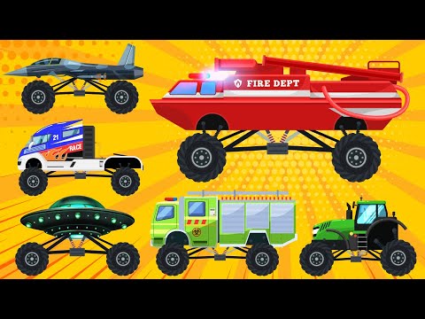 Monster Trucks Part 3 | Firetruck, Ambulance, UFO!