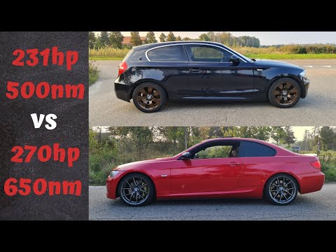 BMW e92 330d vs BMW e81 120d 231hp 500nm stage 1 | Dragy Test 0-100km 1/4mile |