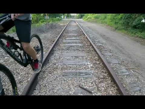 Trail bike train track tricks