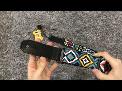 Strap for Guitar Ukrainian Nylon + Leather Ethnic Colored image 7