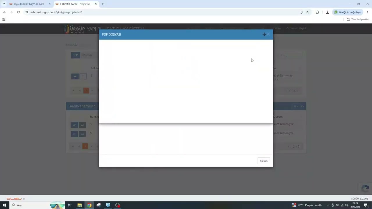 Proje Yükleme ve imzalama