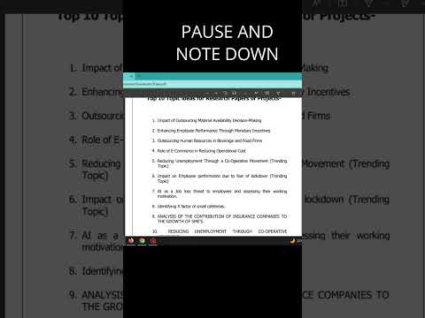 Top 10 topic for research project in Commerce and Management