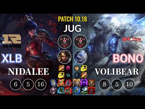 RNG XLB Nidalee vs KT Bono Volibear Jungle - KR Patch 10.18