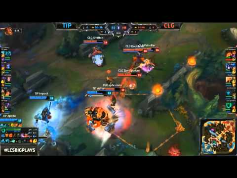 Wombo Combo Teamfight Ultimates Gnar Sejuani Hecarim Doublelift  Kalista Doublekill  - TIP vs CLG