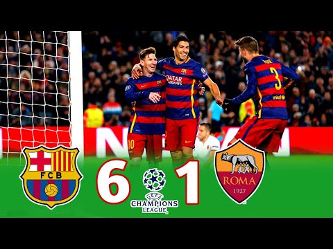 Barcelona 6 × 1 Roma | Champions League 2015/2016 Extended Highlights & Goals HD (MSN)