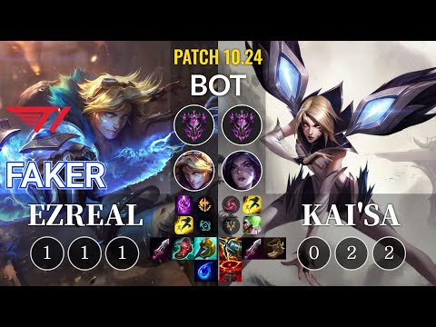 T1 Faker Ezreal vs Kai'Sa Bot - KR Patch 10.24