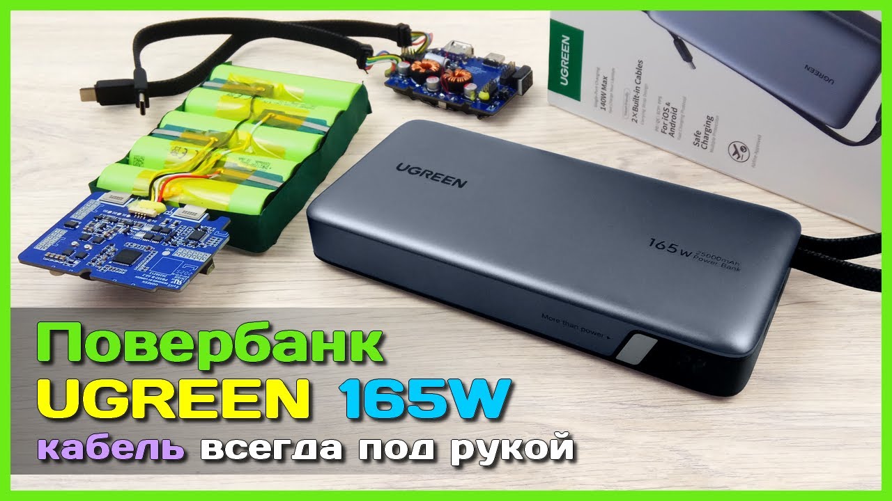 📦 НОВЫЙ повербанк UGREEN 165W 25000mAh 🦅 - PD 3.1 и встроенные кабели