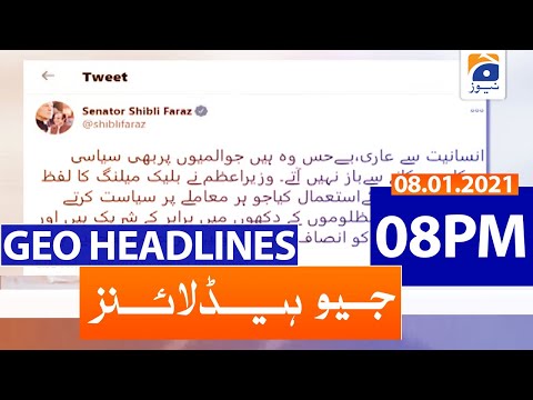 Geo Headlines 08 PM | 8th January 2021
