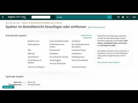 ☆ starsellersworld.com amazon invoice direkt upload, (IDU), Spaltenkonfiguration für den Bestell...