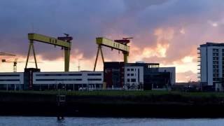 Time-lapse of Sunrise behind the Harland & Wolff cranes, Belfast