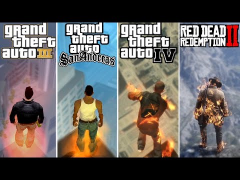 Burning Jump ON FIRE From the Highest Points in Every Rockstar Game (1997-2024)