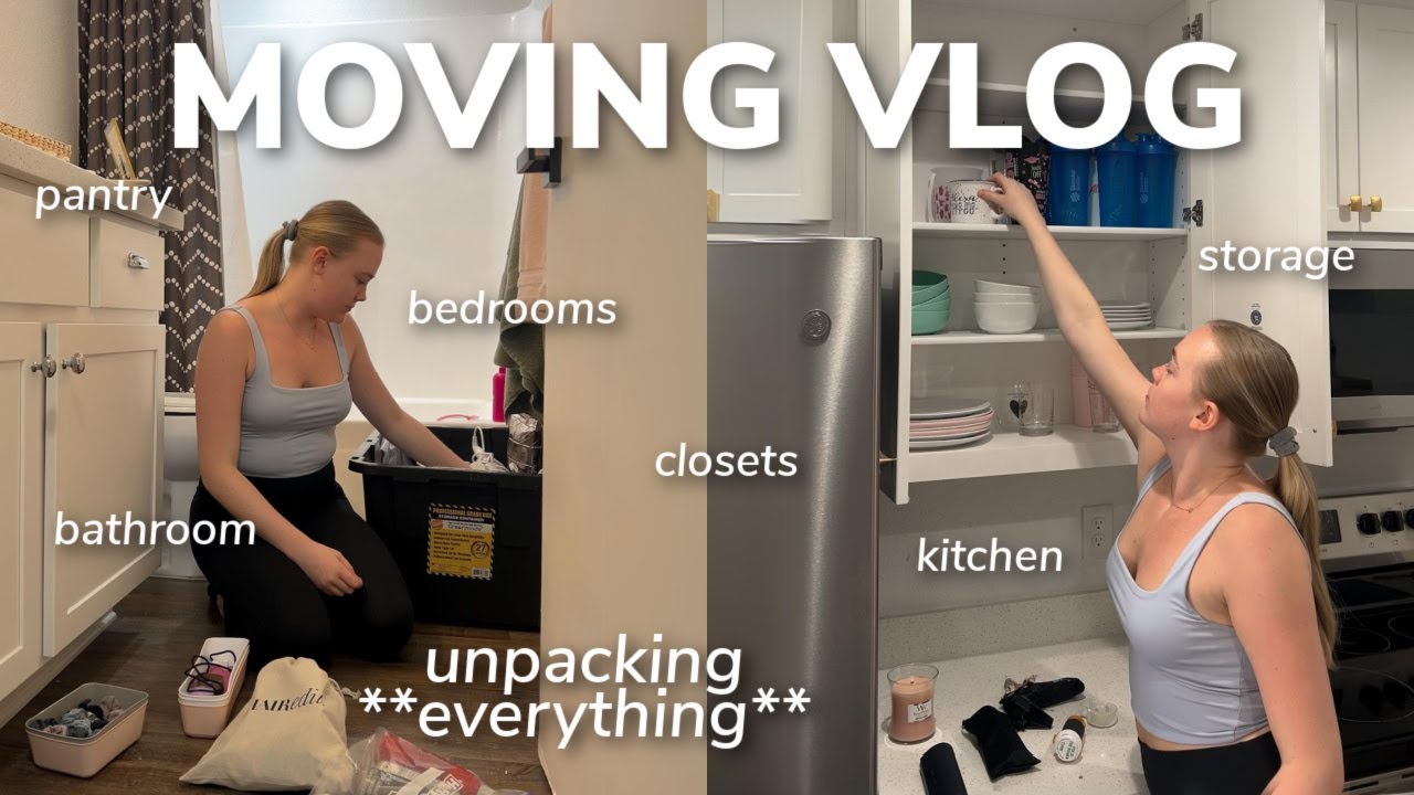 MOVING VLOG #4: unpacking **everything** kitchen, bathroom, bedroom, closet