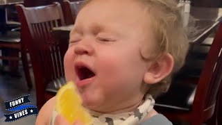 Naughty Baby Has Funny Face When He Tasted The Lemon || Funny Vines