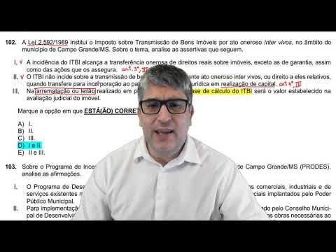 ISS Campo Grande - Prof. Dicler - Legislação Tributária - correção das questões de ITBI e ITR