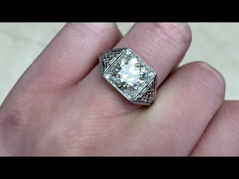 Art Deco Era 3.20ct Old European Cut Diamond Engagement Ring Circa 1920 - Holbrook Ring - Hand Video