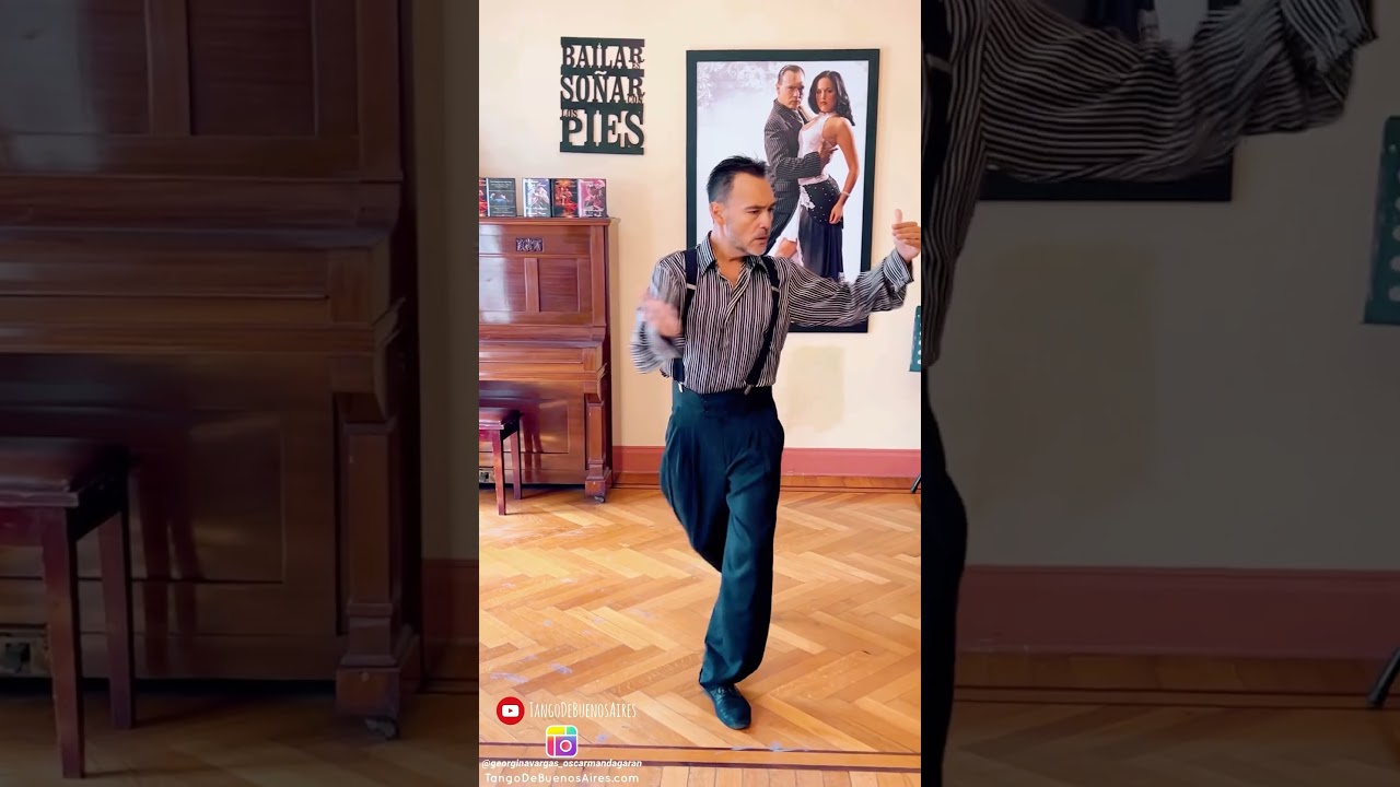 Video thumbnail for Caminata con corte y giro con entradas ritmicas Oscar Mandagaran Georgina Vargas #tangolessons