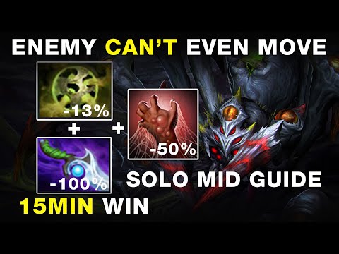 7.28c dota 2 broodmother solo mid guide 15 min WIN the game. Super slow build  Enemy can even move!!