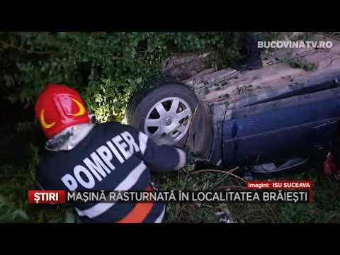 Masina rasturnata in localitatea Braiesti