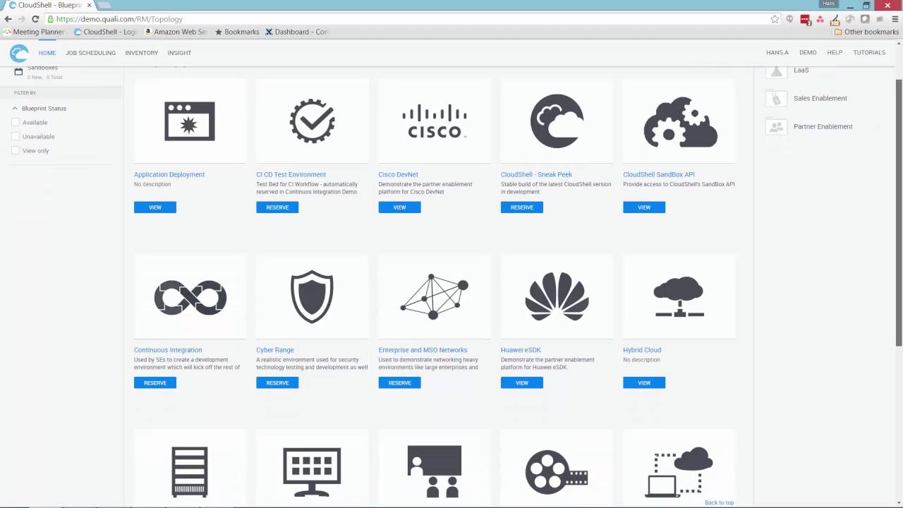 CloudShell Sandbox Overview Demo