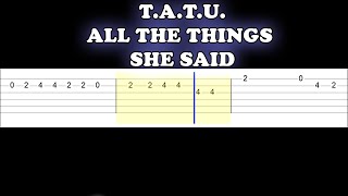 t.A.T.u. - All The Things She Said running through my head(Easy Guitar Tabs Tutorial)