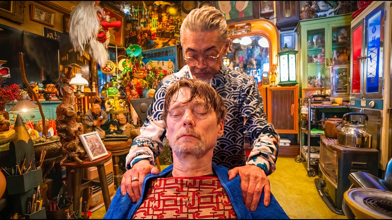 💈✨ Traditional Japanese Lantern Artist's Amazing Barbershop | Hair Wash & Massage In Aomori 🇯🇵