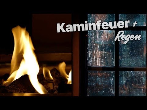 Kaminfeuer mit Regen und Gewitter: Kaminknistern mit Regengeräuschen zum Entspannen und Einschlafen