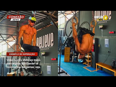 Vídeo: Vídeo mostra atleta em treino com argolas após perder os movimentos das pernas; veja.