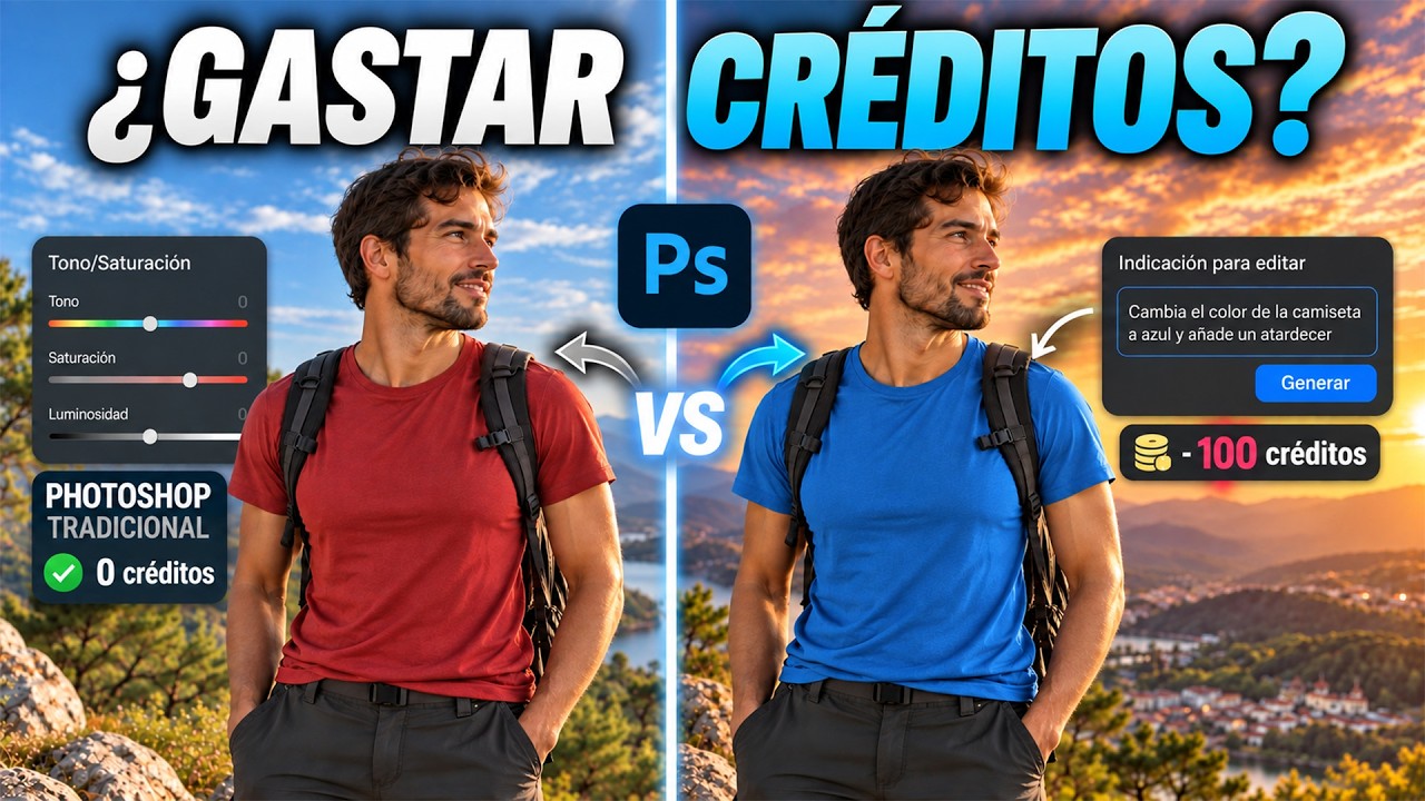 🤯 IA de Photoshop vs HERRAMIENTAS CLÁSICAS: ¿Merece la pena gastar CRÉDITOS?