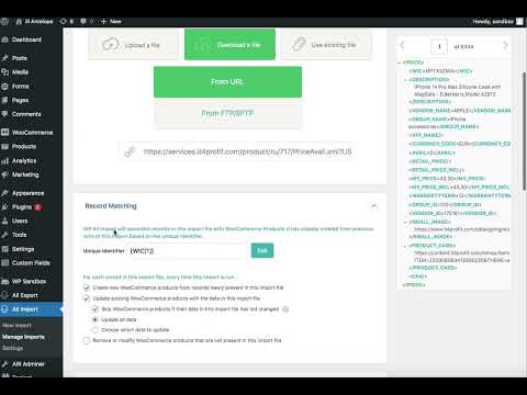 Импорт товаров с двух раздельных .xml файлов с использованием WP all import plugin
