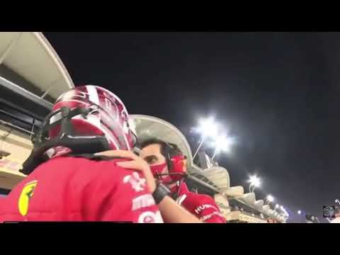 Charles Leclerc relief as his engineer tells him grosjean crash