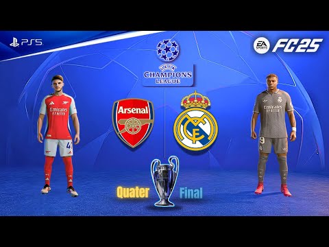 FC 25 - Real Madrid vs Arsenal | Sterling vs Mbappe | UEFA Champions League 24/25 Quarter Final 4K