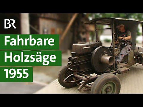 Selbst gebaut: mobile, fahrbare Bandsäge zum Brennholz schneiden, Oldtimer Traktor | Unser Land | BR