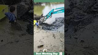 Best working day #2026 Excavator helps pull out woman stuck in mud