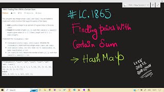 YouTube video 'LeetCode | 1865. Finding Pairs With a Certain Sum | HashMap'