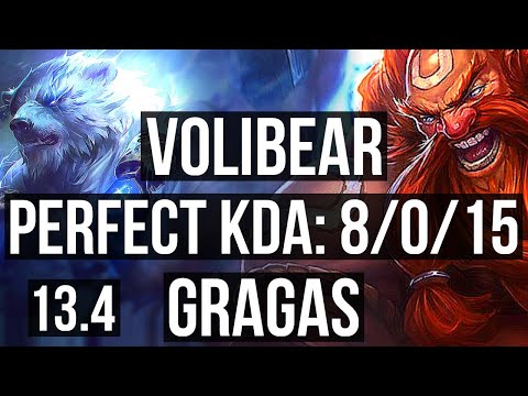 VOLIBEAR vs GRAGAS (JNG) | 8/0/15, Legendary | KR Master | 13.4