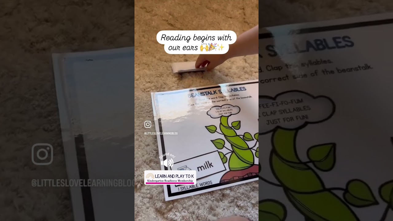 Syllable Game for Preschool, Pre-K & Kindergarten: Pre-Reading Skills (Phonological Awareness)