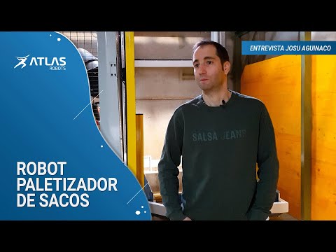 Testimonio en vídeo de un cliente de Atlas Robots con un robot paletizador