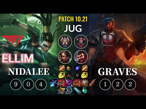 T1 Ellim Nidalee vs Graves Jungle - KR Patch 10.21