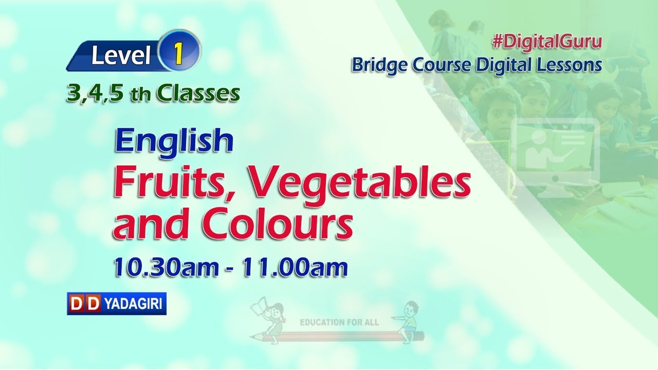 (Level-1) 3,4,5th English Classes || Fruits, Vegetables & Colours || School || July 20, 2021
