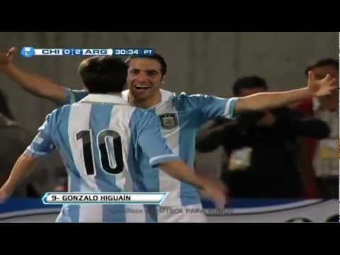 Chile 0 vs Argentina 2 (Excelente gol de Higuain) Eliminatorias Brasil 2014