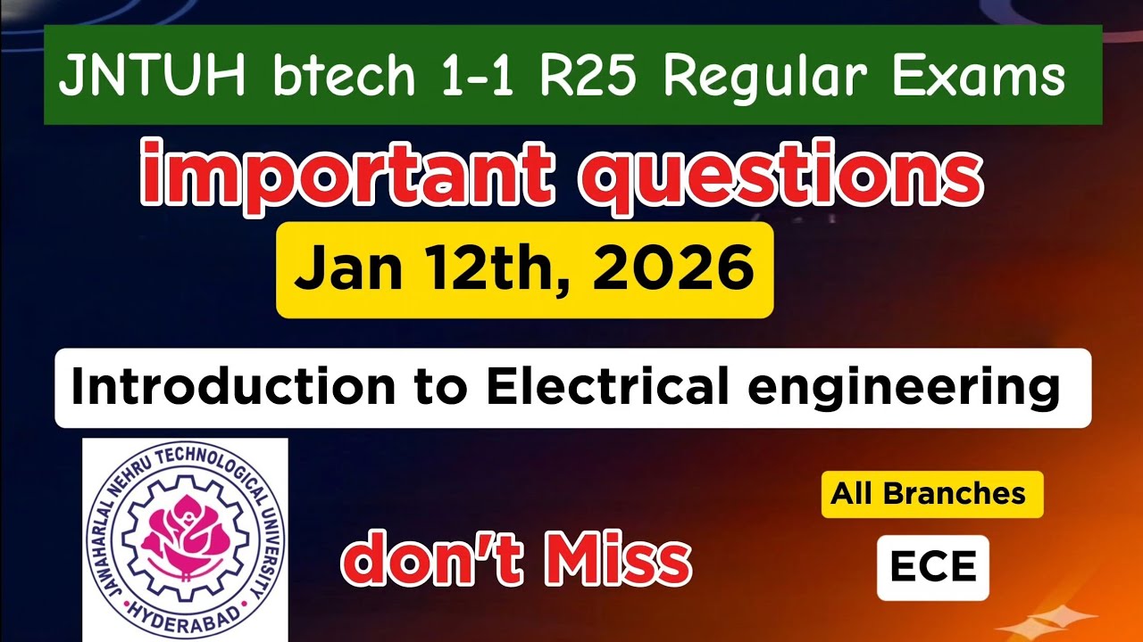 👉JNTUH R25 – Introduction to Electrical Engineering (ECE) Unit-Wise Important Questions | B.Tech 👍🏼