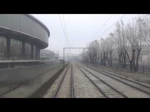 Pogled iz lokomotive na pruzi od Topcidera do zastitnog signala na Savskom mostu